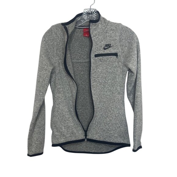 Nike Full Zip Fleece Jacket Womens XS Heather Gray Warm Lined - Picture 3 of 9